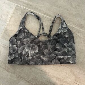 Athleta Black Floral Sports Bra